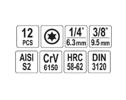 Набор ключей TORX на рейке 12 шт YATO YT-04331